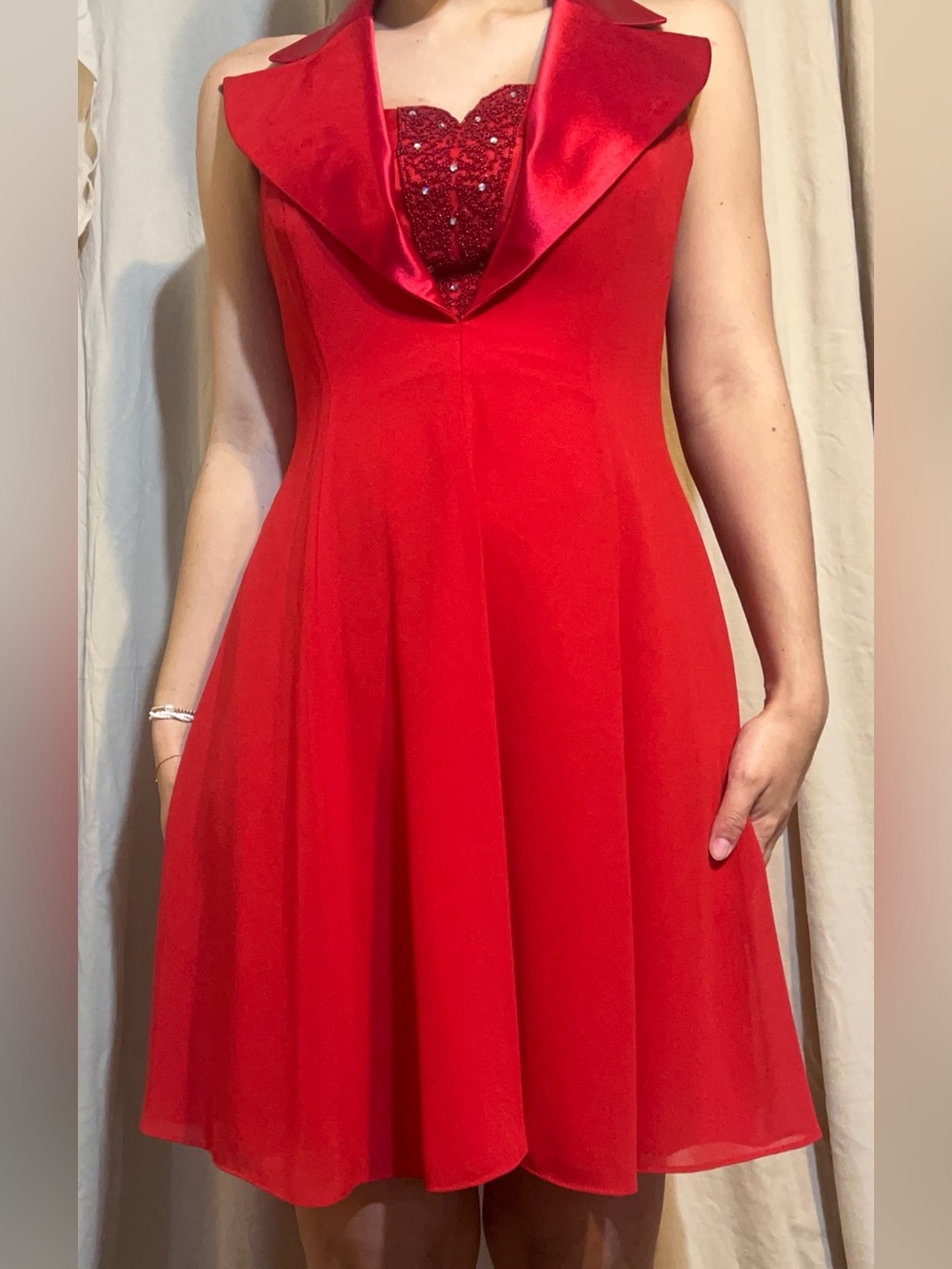 Elegant Red A-Line Party Dress